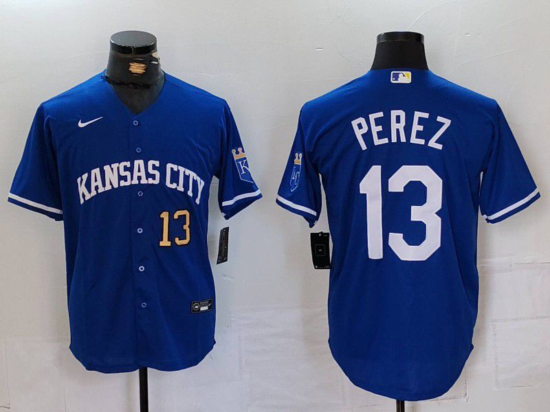 Men Kansas City Royals #13 Perez Blue Game 2024 Nike MLB Jersey style 2->kansas city royals->MLB Jersey